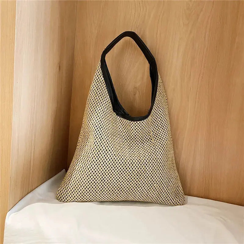 Vintage Summer Women Durable Weave Straw Beach Bags Linen Woven Bucket Bag Grass Casual Tote Handbags Knitting Rattan Bags - Image #1