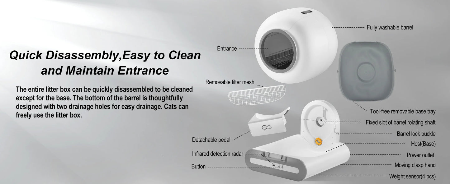 DOEL Automatic Cat Litter Box Self Cleaning with App Control & Cat Litter Mat Smart Cat Toilet for Multiple Large Cats