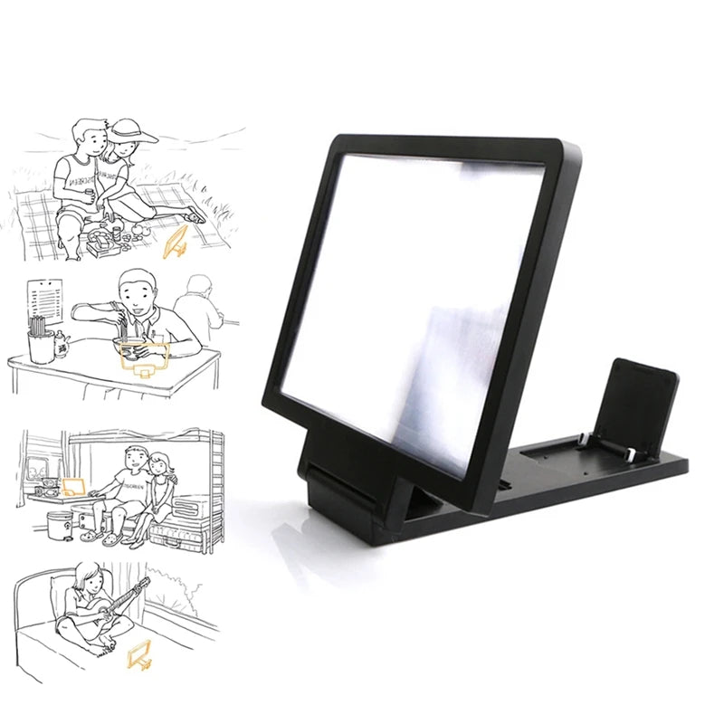 Bracket Phones Screen Magnifier 3D Cell Phone Screen Magnifier HD Video Amplifier Stand for Smartphones Mobile Phone Accessories