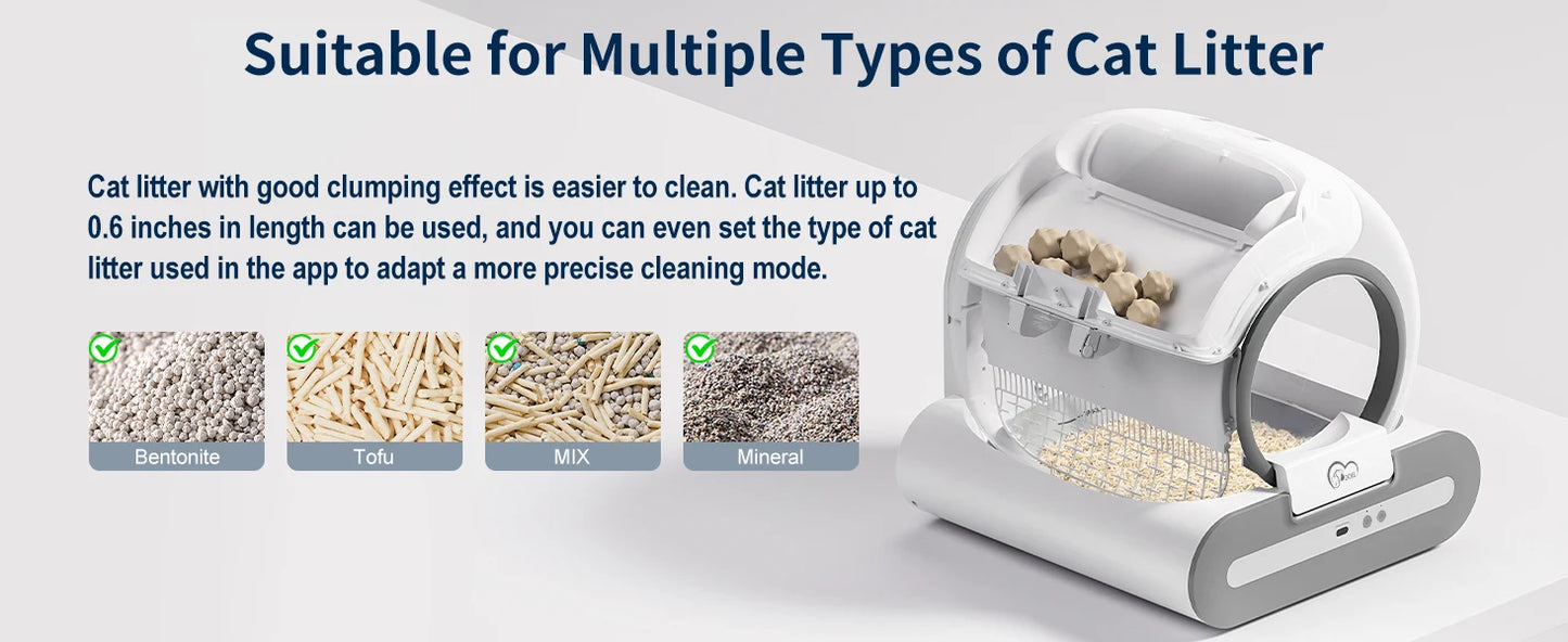 DOEL Automatic Cat Litter Box Self Cleaning with App Control & Cat Litter Mat Smart Cat Toilet for Multiple Large Cats