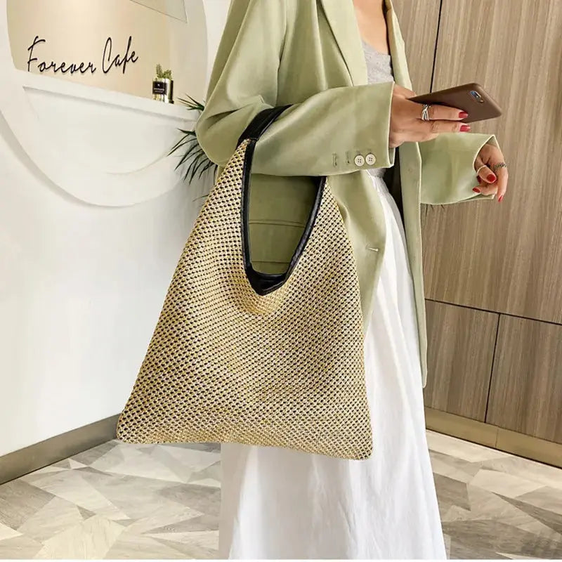 Vintage Summer Women Durable Weave Straw Beach Bags Linen Woven Bucket Bag Grass Casual Tote Handbags Knitting Rattan Bags - Image #5