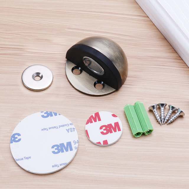 Stainless Steel magnetic door stopper dual catch no punching door bumper wedge wall Floor door stopper