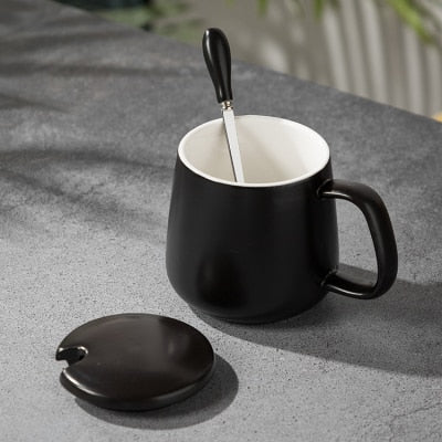 420ML Marble Couple Cup Ceramic Coffee Mug With spoon an Cover Creative Valentine's Day Wedding Birthday Gift