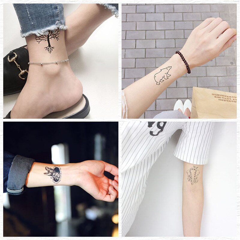 Rocooart Hot sale Black White Style Tattoo Sticker Tree Flower Leaf Temporary Tattoo Sticker Rose Body Art Tatouage Fake Tatoo
