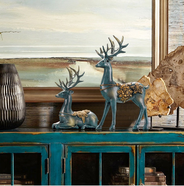 Nordic home decoration Deer Head Resin Statue figurine Home Decor Statues accessories/modern Sculpture beelden decoratie Art