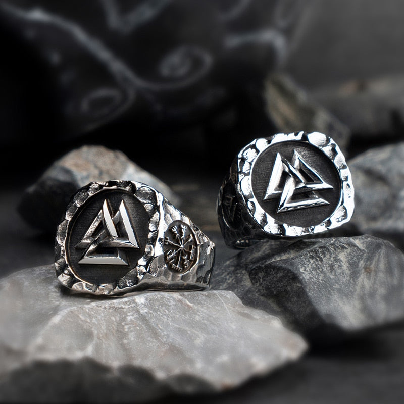 Valknut Viking rings for man Vintage stainless steel Punk ring fashion jewelry hippop mygrillz