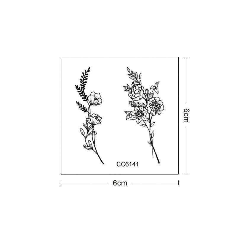Rocooart Hot sale Black White Style Tattoo Sticker Tree Flower Leaf Temporary Tattoo Sticker Rose Body Art Tatouage Fake Tatoo