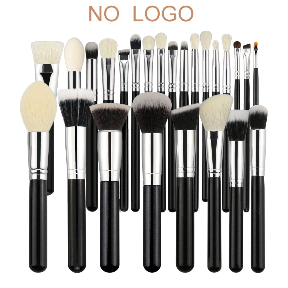 BEILI Black Professional Goat Hair Makeup Brush Powder Foundation Contour Concealer Eyes Blending 15/25/30Pcs Makeup Brush Set
