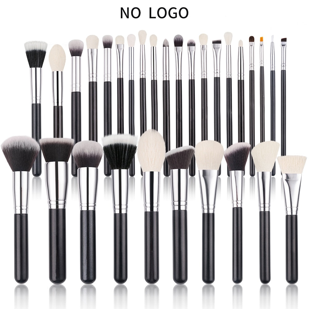 BEILI Black Professional Goat Hair Makeup Brush Powder Foundation Contour Concealer Eyes Blending 15/25/30Pcs Makeup Brush Set