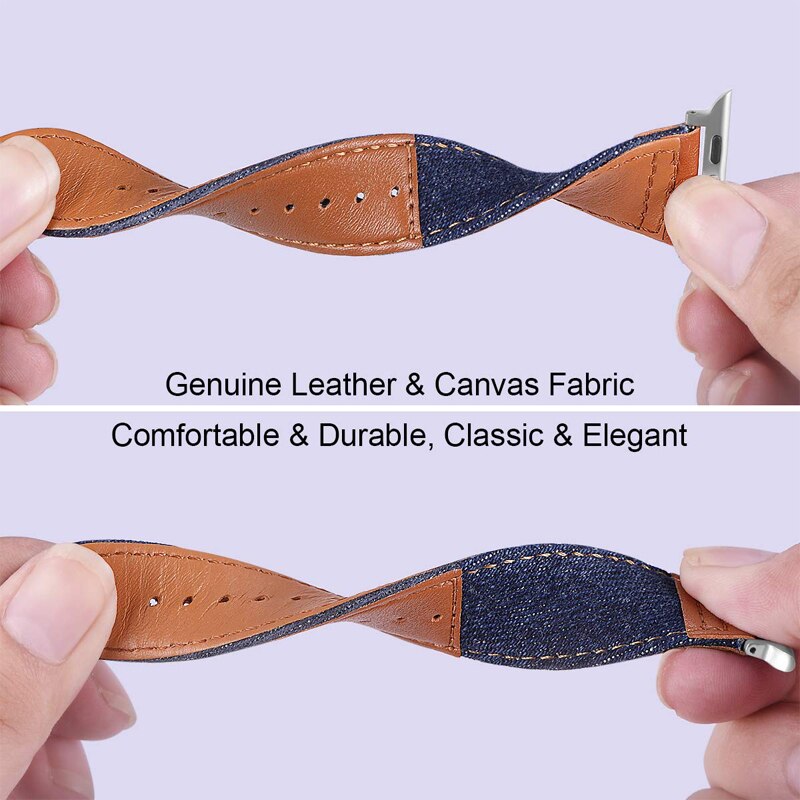 Fabric&Genuine Leather strap for apple watch band 42mm 38mm 44mm 40mm 45mm 41mm iwatch SE/7/6/5/4/3/2 bracelet belt Accessories