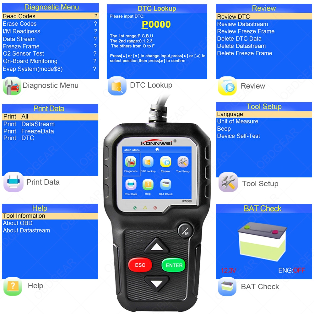 2022 Best Quality OBD2 Car Diagnostic Scanner KONNWEI KW680s Full OBD 2 Function Car Scanner Car Diagnostic Tools For the Car