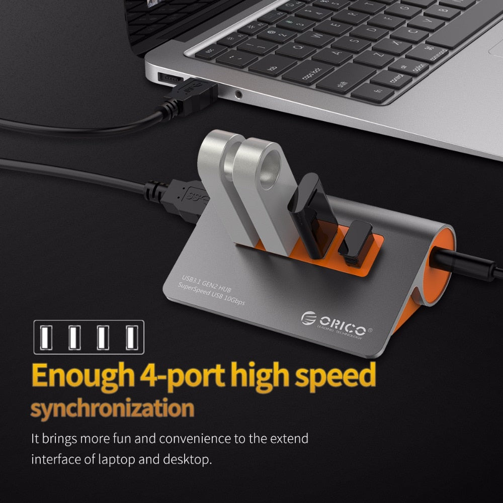 ORICO 4 Port USB3.1 Gen2 HUB USB C Gen2 Aluminum HUB 10Gbps SuperSpeed With 12V Power Adapter For Mac Pro Huawei Samsung