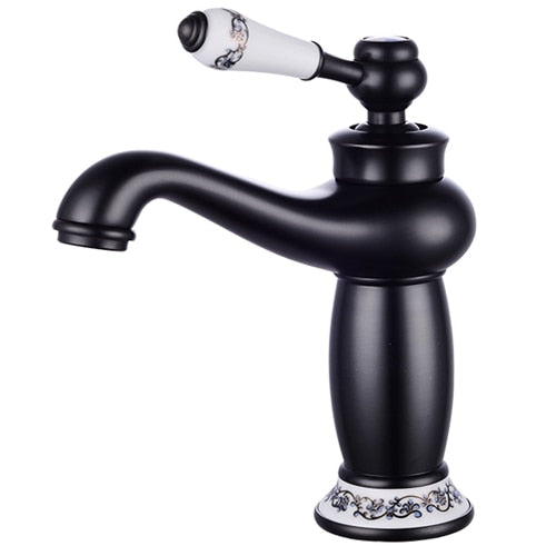 Bathroom Faucet Antique Bronze Finish Brass Basin Sink Solid Brass Faucets Single Handle Water Mixer Taps Bath Crane ELFCT001