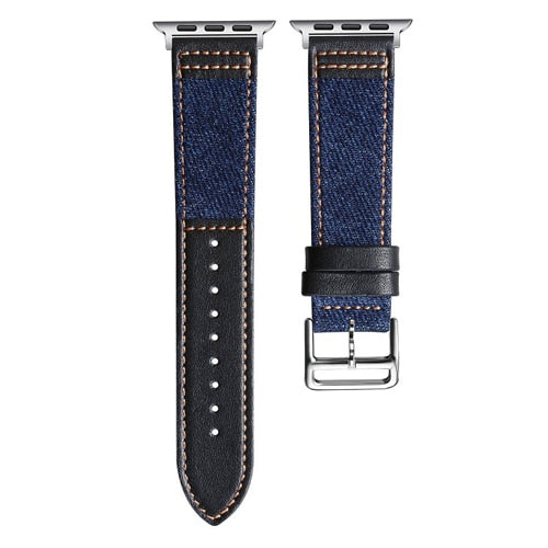Fabric&Genuine Leather strap for apple watch band 42mm 38mm 44mm 40mm 45mm 41mm iwatch SE/7/6/5/4/3/2 bracelet belt Accessories