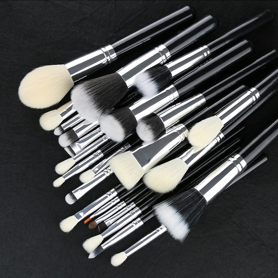 BEILI Black Professional Goat Hair Makeup Brush Powder Foundation Contour Concealer Eyes Blending 15/25/30Pcs Makeup Brush Set