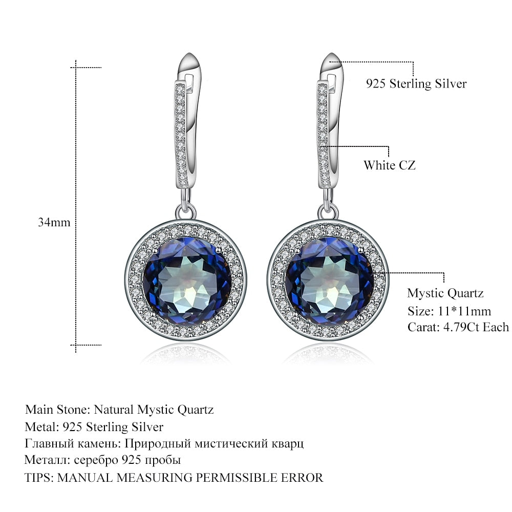 Gem's Ballet Natural Blueish Mystic Quartz Pure 925 Sterling Silver Rings Round Cut Gemstone Fashion Jewelry For Women Gift New