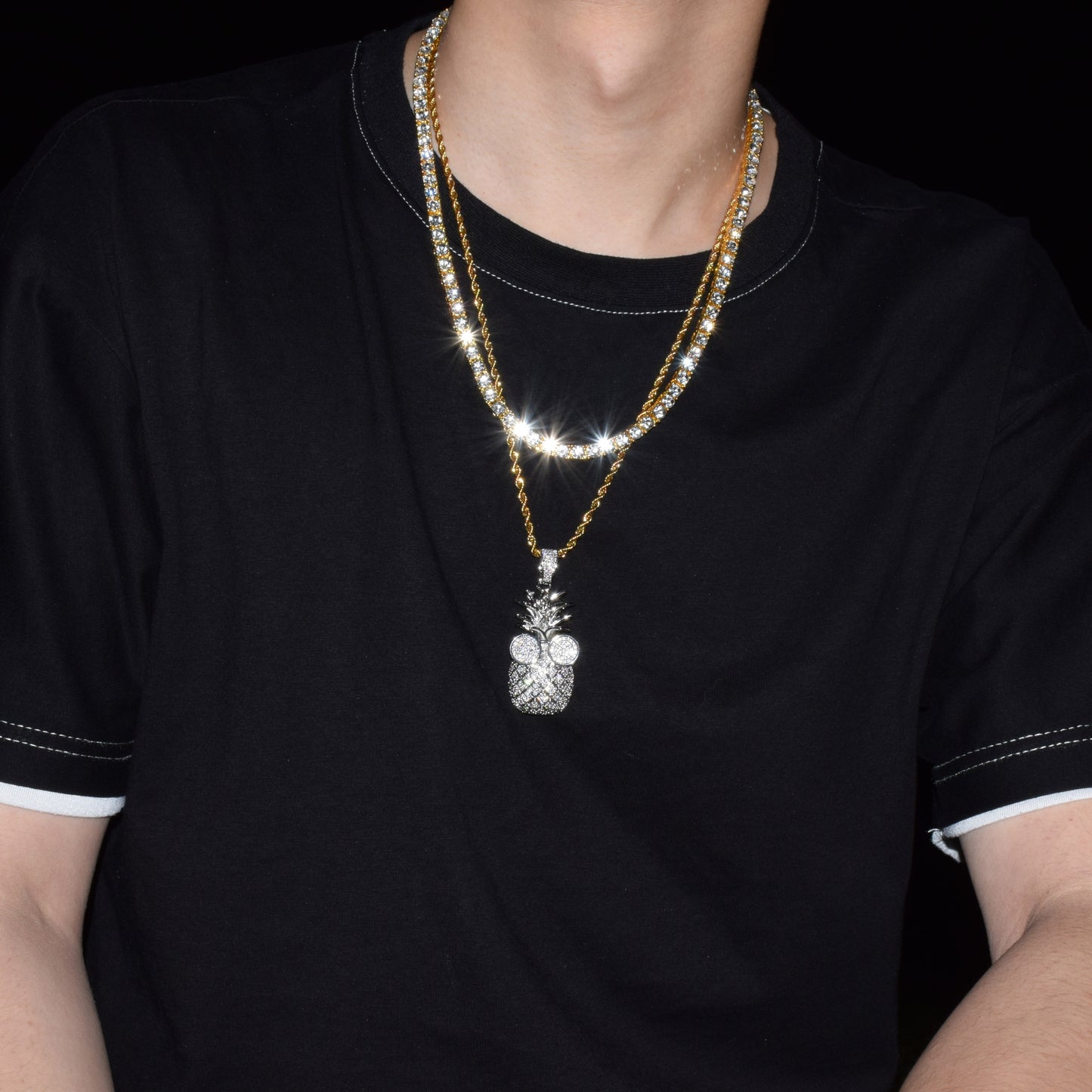 Pineapple Shape Necklace & Pendant AAA Cubic Zircon Men's Hip Hop Rock Jewelry