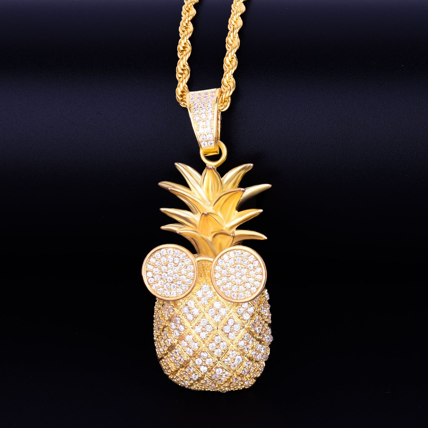 Pineapple Shape Necklace & Pendant AAA Cubic Zircon Men's Hip Hop Rock Jewelry