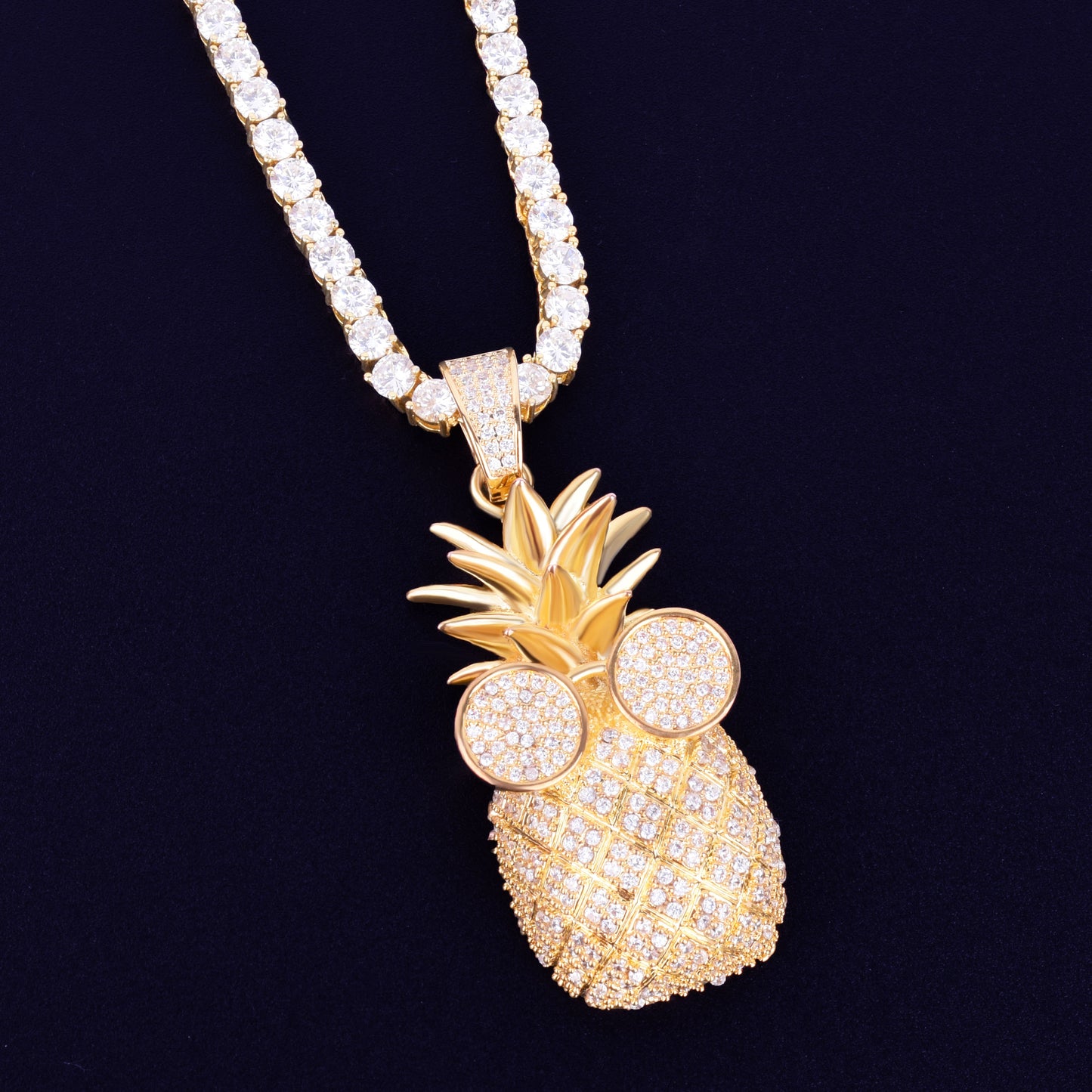 Pineapple Shape Necklace & Pendant AAA Cubic Zircon Men's Hip Hop Rock Jewelry