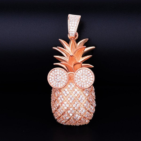 Pineapple Shape Necklace & Pendant AAA Cubic Zircon Men's Hip Hop Rock Jewelry