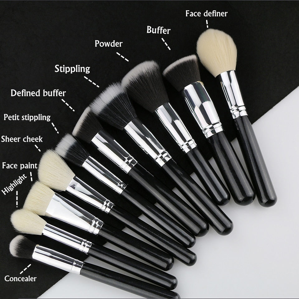 BEILI Black Professional Goat Hair Makeup Brush Powder Foundation Contour Concealer Eyes Blending 15/25/30Pcs Makeup Brush Set