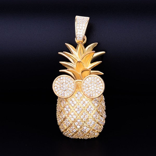 Pineapple Shape Necklace & Pendant AAA Cubic Zircon Men's Hip Hop Rock Jewelry