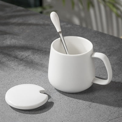 420ML Marble Couple Cup Ceramic Coffee Mug With spoon an Cover Creative Valentine's Day Wedding Birthday Gift