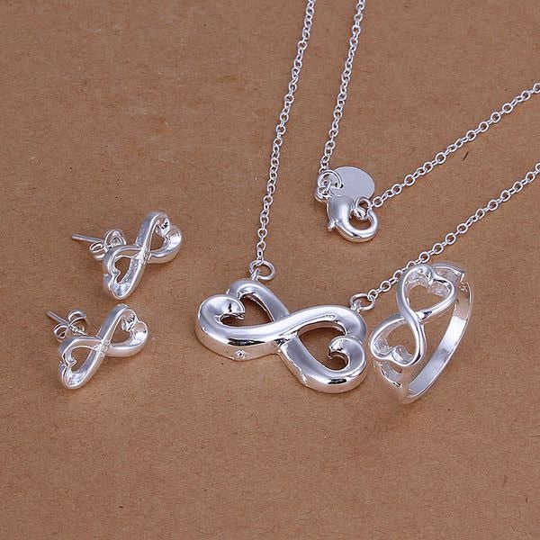 925 sterling Silver some model Valentine's Day gift necklace bracelet Earrings fashion jewelry sets for For Women Bridal wedding