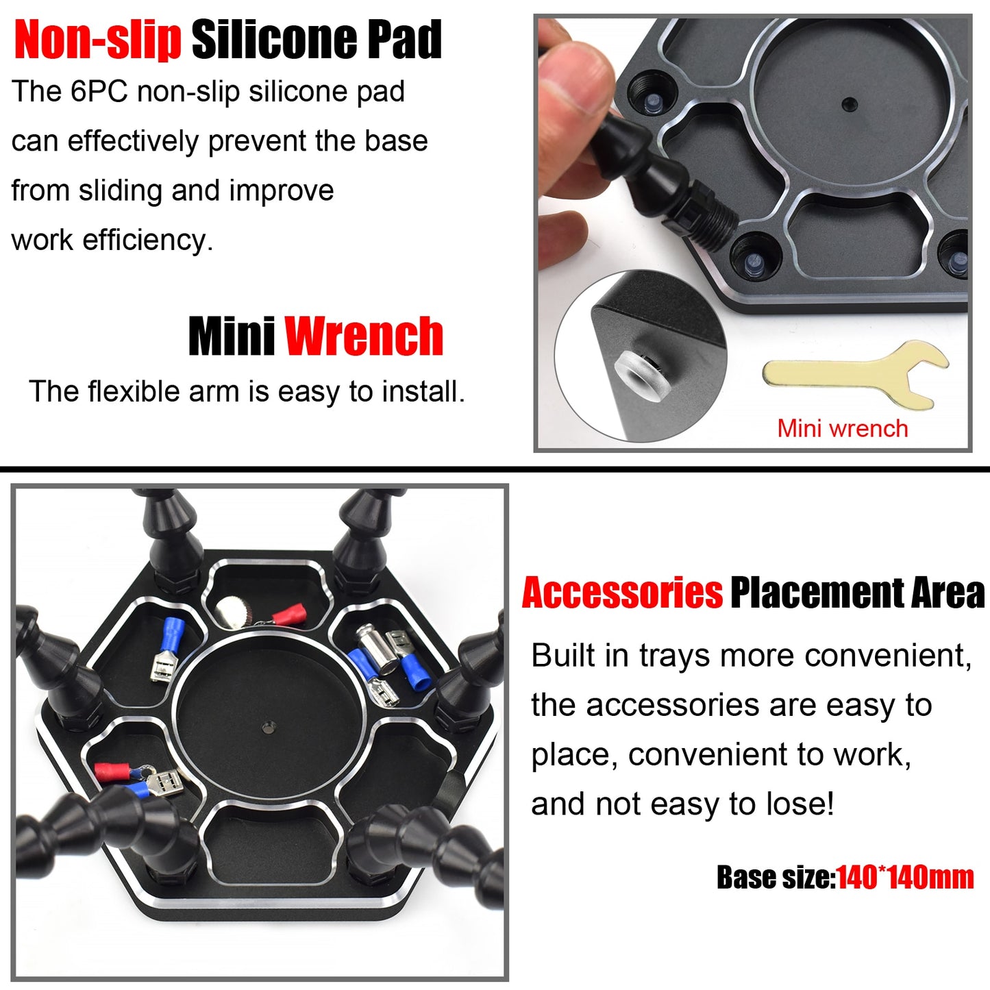 NEWACALOX Welding Repair Workbench with 3X USB LED Magnifier PCB Holder Soldering Tool Third Helping Hand 6Pcs Flexible Arms