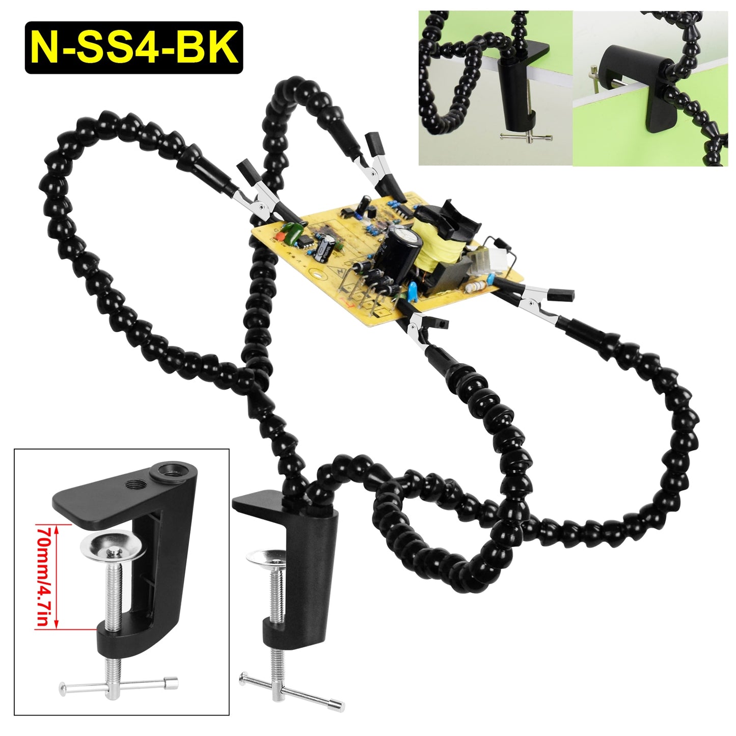 NEWACALOX Welding Repair Workbench with 3X USB LED Magnifier PCB Holder Soldering Tool Third Helping Hand 6Pcs Flexible Arms