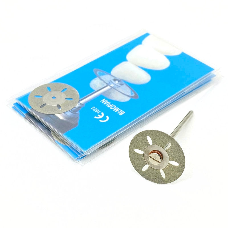 5pc/set Dental Ultra-thin Double Sided Sand Porcelain Diamond Cutting Disc Mandrel Diamond Disc Dentistry Polishing Tools