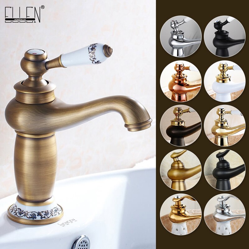 Bathroom Faucet Antique Bronze Finish Brass Basin Sink Solid Brass Faucets Single Handle Water Mixer Taps Bath Crane ELFCT001