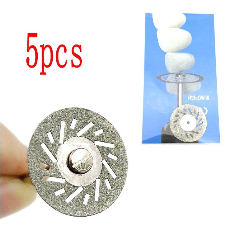 5pc/set Dental Ultra-thin Double Sided Sand Porcelain Diamond Cutting Disc Mandrel Diamond Disc Dentistry Polishing Tools