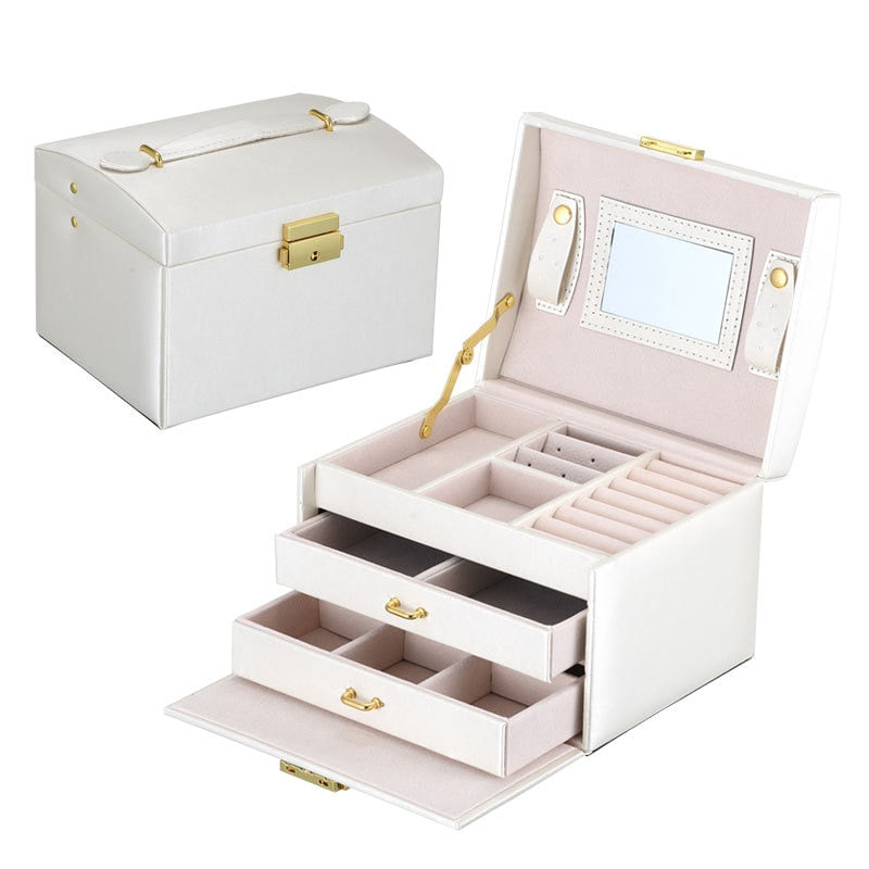 Hot Sale Luxury Jewelry Box Organizer Large PU Leather Drawer Jewellery Earring Ring Necklace Storage Case Girls Gift Casket