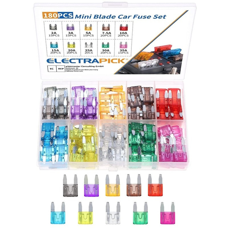 120Pcs Profile S/M Size Blade Car Fuse Assortment Set for Auto Car Truck 5/10/15/20/25/30A Fuse with Plastic Box