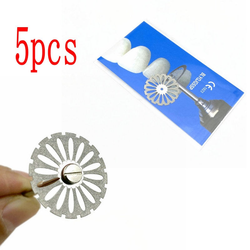 5pc/set Dental Ultra-thin Double Sided Sand Porcelain Diamond Cutting Disc Mandrel Diamond Disc Dentistry Polishing Tools