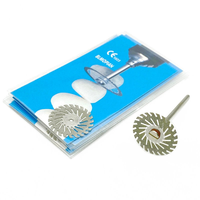 5pc/set Dental Ultra-thin Double Sided Sand Porcelain Diamond Cutting Disc Mandrel Diamond Disc Dentistry Polishing Tools