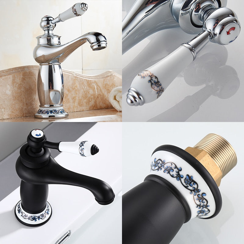 Bathroom Faucet Antique Bronze Finish Brass Basin Sink Solid Brass Faucets Single Handle Water Mixer Taps Bath Crane ELFCT001