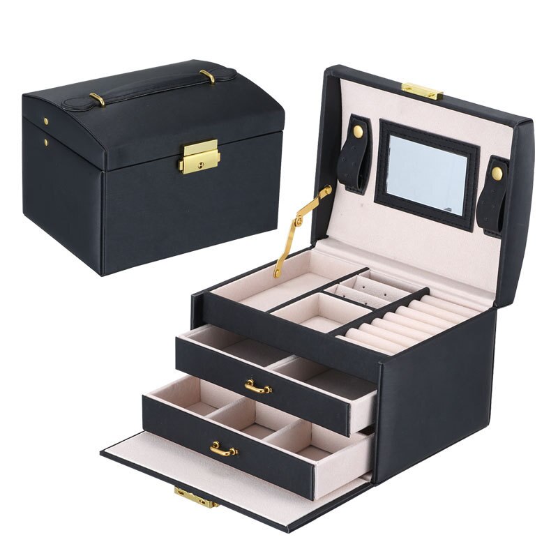 Hot Sale Luxury Jewelry Box Organizer Large PU Leather Drawer Jewellery Earring Ring Necklace Storage Case Girls Gift Casket