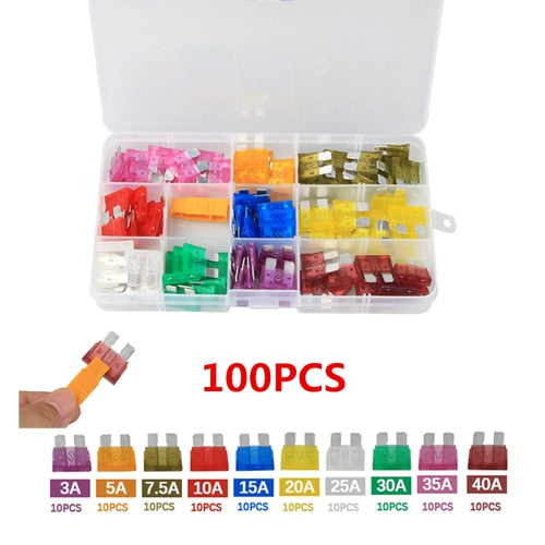 120Pcs Profile S/M Size Blade Car Fuse Assortment Set for Auto Car Truck 5/10/15/20/25/30A Fuse with Plastic Box