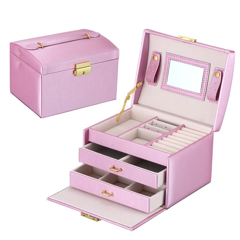 Hot Sale Luxury Jewelry Box Organizer Large PU Leather Drawer Jewellery Earring Ring Necklace Storage Case Girls Gift Casket