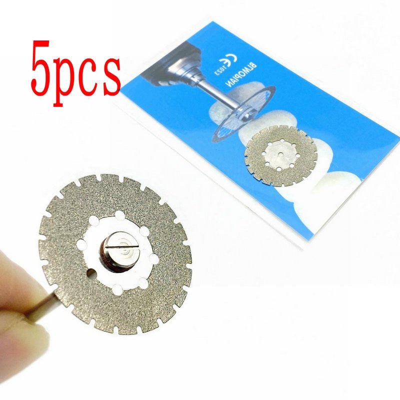 5pc/set Dental Ultra-thin Double Sided Sand Porcelain Diamond Cutting Disc Mandrel Diamond Disc Dentistry Polishing Tools