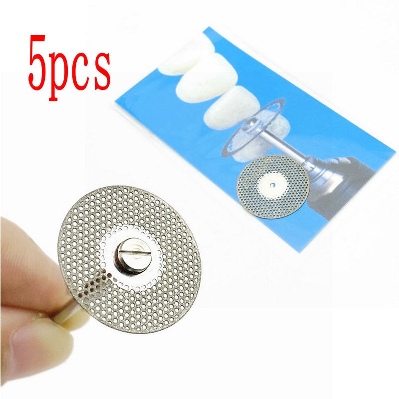 5pc/set Dental Ultra-thin Double Sided Sand Porcelain Diamond Cutting Disc Mandrel Diamond Disc Dentistry Polishing Tools