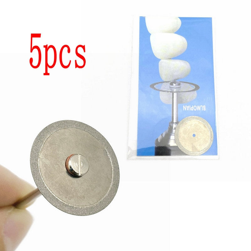 5pc/set Dental Ultra-thin Double Sided Sand Porcelain Diamond Cutting Disc Mandrel Diamond Disc Dentistry Polishing Tools