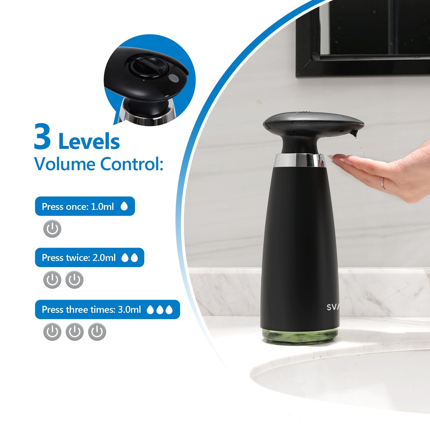 Automatic Soap Dispenser Touchless, 350ml Battery Operated with Adjustable Soap Volume Infrared Sensor for Home Kitchen, White