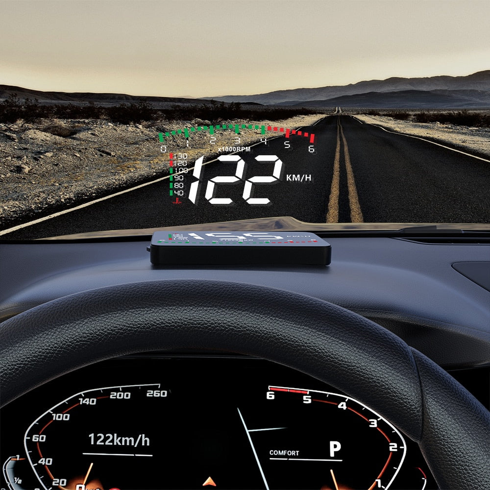 GEYIREN A900 Auto Hud Display Car Projector Alarm EOBD OBD2 Head Up Display Speedometer Windshield Electronic Accessories