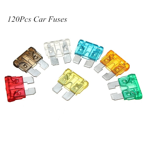 120Pcs Profile S/M Size Blade Car Fuse Assortment Set for Auto Car Truck 5/10/15/20/25/30A Fuse with Plastic Box