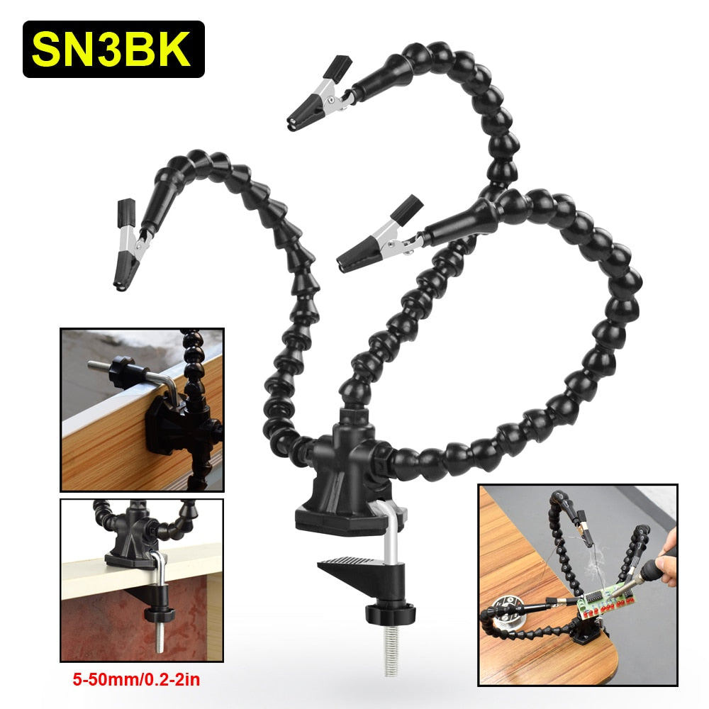 NEWACALOX Welding Repair Workbench with 3X USB LED Magnifier PCB Holder Soldering Tool Third Helping Hand 6Pcs Flexible Arms