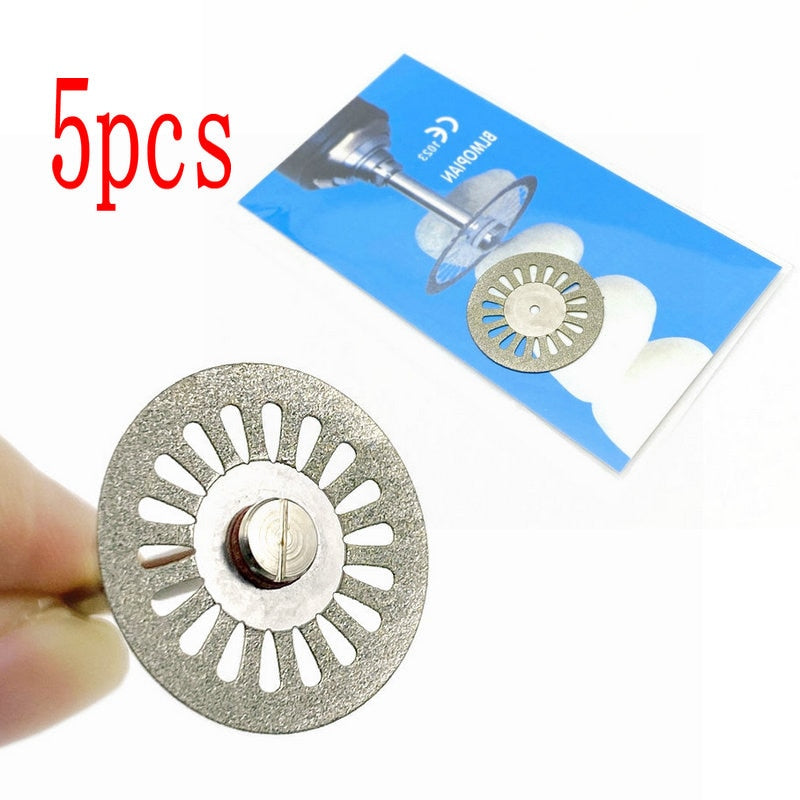 5pc/set Dental Ultra-thin Double Sided Sand Porcelain Diamond Cutting Disc Mandrel Diamond Disc Dentistry Polishing Tools