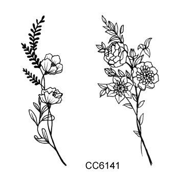 Rocooart Hot sale Black White Style Tattoo Sticker Tree Flower Leaf Temporary Tattoo Sticker Rose Body Art Tatouage Fake Tatoo